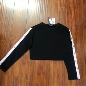 Crop sweater waisted baby pink stripes